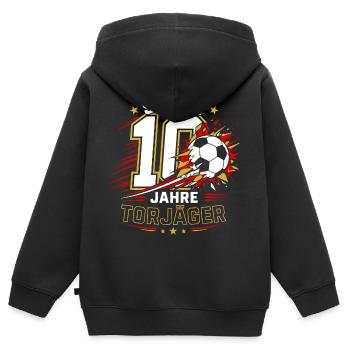10 Jahre Torjäger Fußball Geburtstag Geschenk - Kinder Premium Organic Zip Hoodie - Schwarz - Hinten - AI Model Kid Male (0cm)
