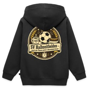 SV Halbzeithelden - Kinder Premium Organic Zip Hoodie - Schwarz - Hinten - AI Model Kid Male (0cm)