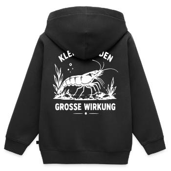 Kleine Helden Große Wirkung - Kinder Premium Organic Zip Hoodie - Schwarz - Hinten - AI Model Kid Male (0cm)