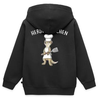 Herdmännchen – Erdmännchen am Grill - Kinder Premium Organic Zip Hoodie - Schwarz - Hinten - AI Model Kid Male (0cm)