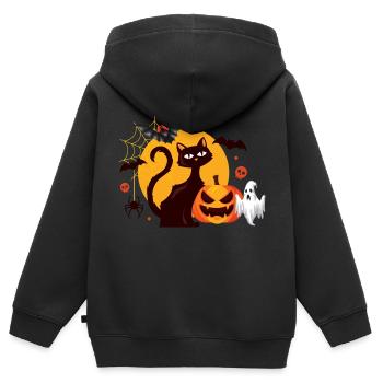 Halloween - Kinder Premium Organic Zip Hoodie - Schwarz - Hinten - AI Model Kid Male (0cm)