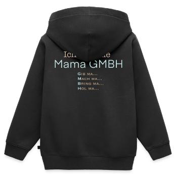 Mama GmbH – Mutti in Führung - Kinder Premium Organic Zip Hoodie - Schwarz - Hinten - AI Model Kid Male (0cm)