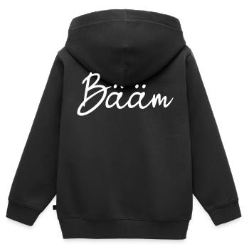 Bääm Schriftzug, einfach nur Bam, lustig, Bäm. - Kinder Premium Organic Zip Hoodie - Schwarz - Hinten - AI Model Kid Male (0cm)