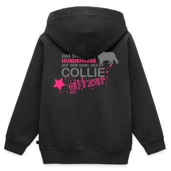 Collie Glitzer - Kinder Premium Organic Zip Hoodie - Schwarz - Hinten - AI Model Kid Male (0cm)