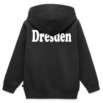 Dresde - Sweat Premium à capuche zippé enfant bio - noir - Dos - AI Model Kid Male (0cm)