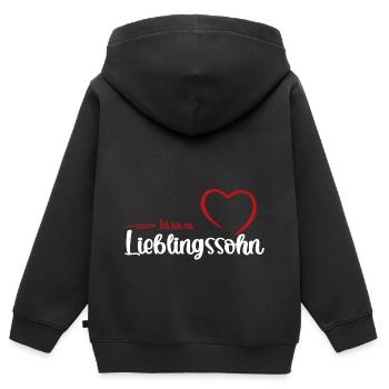 Ich bin ein Lieblingssohn und Weltbester Sohn - Kinder Premium Organic Zip Hoodie - Schwarz - Hinten - AI Model Kid Male (0cm)
