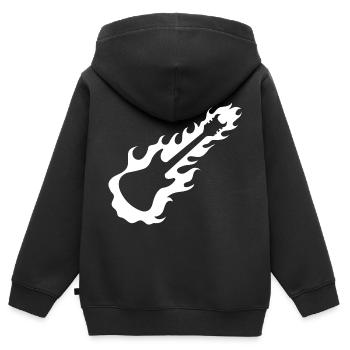 Gitarre - Guitar / Rock - Fire - Kinder Premium Organic Zip Hoodie - Schwarz - Hinten - AI Model Kid Male (0cm)