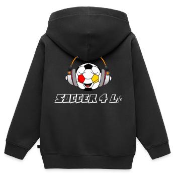 Soccer 4 life - Kinder Premium Organic Zip Hoodie - Schwarz - Hinten - AI Model Kid Male (0cm)