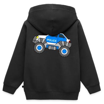 Police Monster Truck Voiture de police - Sweat Premium à capuche zippé enfant bio - noir - Dos - AI Model Kid Male (0cm)