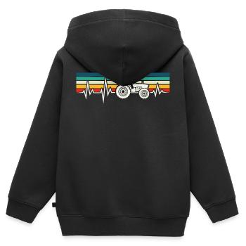 Landwirt Maschinen Trecker EKG Herzschlag Traktor - Kinder Premium Organic Zip Hoodie - Schwarz - Hinten - AI Model Kid Male (0cm)