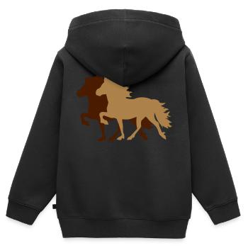 Islandpferde - Kinder Premium Organic Zip Hoodie - Schwarz - Hinten - AI Model Kid Male (0cm)