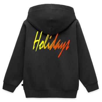 Ferien - Kinder Premium Organic Zip Hoodie - Schwarz - Hinten - AI Model Kid Male (0cm)