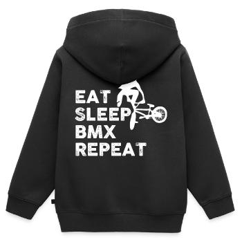 Bmx Passion Bike Mountainbike Extremmann und Kind - Kinder Premium Organic Zip Hoodie - Schwarz - Hinten - AI Model Kid Male (0cm)