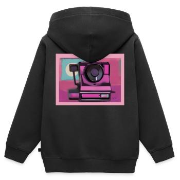Retro Instant Camera - Vintage AI Art - Kids Premium Organic Zip-up Hoodie - black - Back - AI Model Kid Male (0cm)