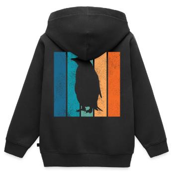 Penguin Penguins Animal Ice Pôle Sud Retro Gift - Sweat Premium à capuche zippé enfant bio - noir - Dos - AI Model Kid Male (0cm)