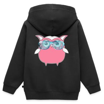 Owl, Comic,mint,Sonnenbrllle, spacebrille,sommer, - Kids Premium Organic Zip-up Hoodie - black - Back - AI Model Kid Male (0cm)