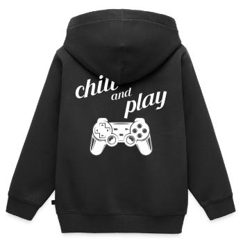 Contrôleur de jeu Chill and Play pour les joueurs - Sweat Premium à capuche zippé enfant bio - noir - Dos - AI Model Kid Male (0cm)