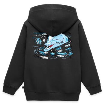 Delphin - Kinder Premium Organic Zip Hoodie - Schwarz - Hinten - AI Model Kid Male (0cm)