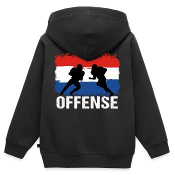 Football américain Pays-Bas Offensive - Sweat Premium à capuche zippé enfant bio - noir - Dos - AI Model Kid Male (0cm)