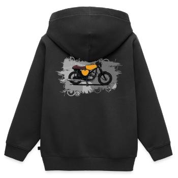 Cafe Racer (gelb) // Illustration - Kinder Premium Organic Zip Hoodie - Schwarz - Hinten - AI Model Kid Male (0cm)