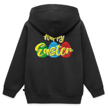 Frohe Ostern - Osterhase Ostereier Feier Geschenk - Kinder Premium Organic Zip Hoodie - Schwarz - Hinten - AI Model Kid Male (0cm)