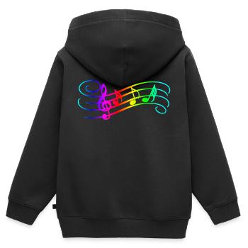 Music Notes - Kinder Premium Organic Zip Hoodie - Schwarz - Hinten - AI Model Kid Male (0cm)