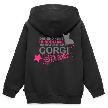 Corgi Glitzer - Kinder Premium Organic Zip Hoodie - Schwarz - Hinten - AI Model Kid Male (0cm)