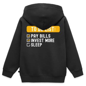 To Do List Investing - Kids Premium Organic Zip-up Hoodie - black - Back - AI Model Kid Male (0cm)