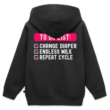 To Do List Parenting - Kids Premium Organic Zip-up Hoodie - black - Back - AI Model Kid Male (0cm)