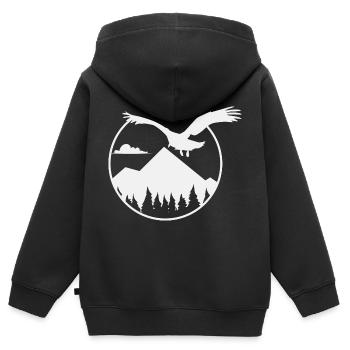 Aigles et montagnes - Eagle and Mountain - Sweat Premium à capuche zippé enfant bio - noir - Dos - AI Model Kid Male (0cm)