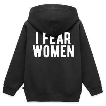 J’ai peur des femmes J’ai peur des femmes - Sweat Premium à capuche zippé enfant bio - noir - Dos - AI Model Kid Male (0cm)