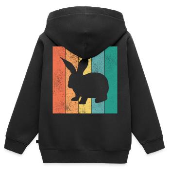 Rabbit Retro Rabbit Easter Gift - Kids Premium Organic Zip-up Hoodie - black - Back - AI Model Kid Male (0cm)