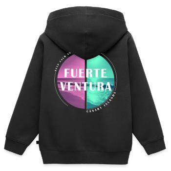 Fuerteventura Îles Canaries Îles Canaries Été - Sweat Premium à capuche zippé enfant bio - noir - Dos - AI Model Kid Male (0cm)