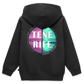 Tenerife Îles Canaries Îles Canaries Vacances d’été - Sweat Premium à capuche zippé enfant bio - noir - Dos - AI Model Kid Male (0cm)