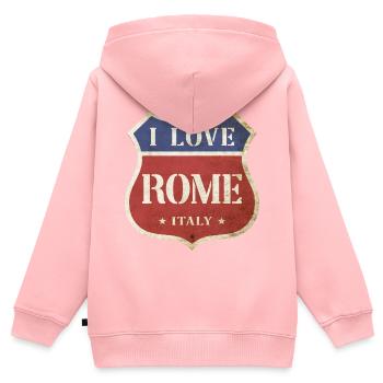 Rom Rome Italien Stadt I Love Vintage Retro - Kinder Premium Organic Zip Hoodie - Rosa - Hinten - AI Model Kid Female (0cm)
