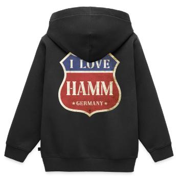 Hamm Deutschland Stadt I Love Vintage Retro - Kinder Premium Organic Zip Hoodie - Schwarz - Hinten - AI Model Kid Male (0cm)