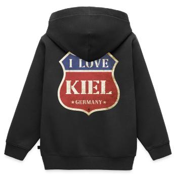 Kiel Deutschland Stadt I Love Vintage Retro - Kinder Premium Organic Zip Hoodie - Schwarz - Hinten - AI Model Kid Male (0cm)