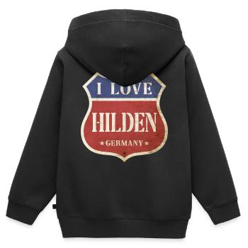 Hilden Deutschland Stadt I Love Vintage Retro - Kinder Premium Organic Zip Hoodie - Schwarz - Hinten - AI Model Kid Male (0cm)