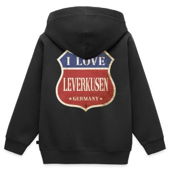 Leverkusen Deutschland Stadt I Love Vintage Retro - Kinder Premium Organic Zip Hoodie - Schwarz - Hinten - AI Model Kid Male (0cm)