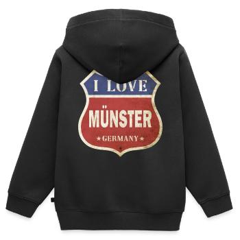 Münster Deutschland Stadt I Love Vintage Retro - Kinder Premium Organic Zip Hoodie - Schwarz - Hinten - AI Model Kid Male (0cm)