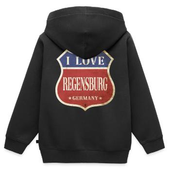 Regensburg Deutschland Stadt I Love Vintage Retro - Kinder Premium Organic Zip Hoodie - Schwarz - Hinten - AI Model Kid Male (0cm)
