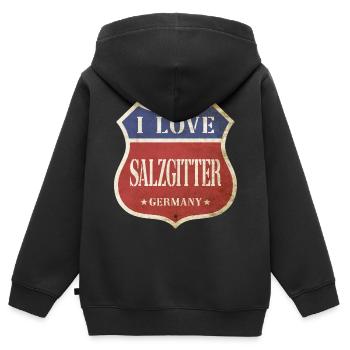 Salzgitter Deutschland Stadt I Love Vintage Retro - Kinder Premium Organic Zip Hoodie - Schwarz - Hinten - AI Model Kid Male (0cm)
