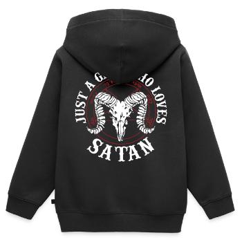 Satanismus Sprüche | Satanisten Horror Geschenke - Kinder Premium Organic Zip Hoodie - Schwarz - Hinten - AI Model Kid Male (0cm)