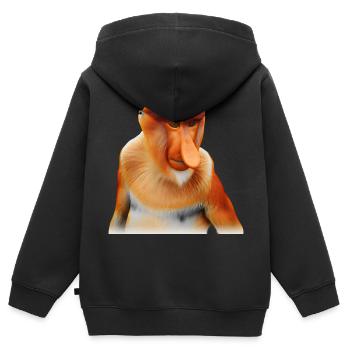 Der exotische Nasenaffe - Kinder Premium Organic Zip Hoodie - Schwarz - Hinten - AI Model Kid Male (0cm)