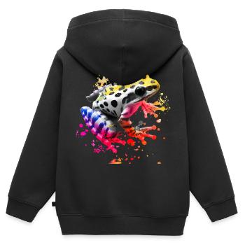 Bunter Frosch mit Farbspritzern - Kinder Premium Organic Zip Hoodie - Schwarz - Hinten - AI Model Kid Male (0cm)