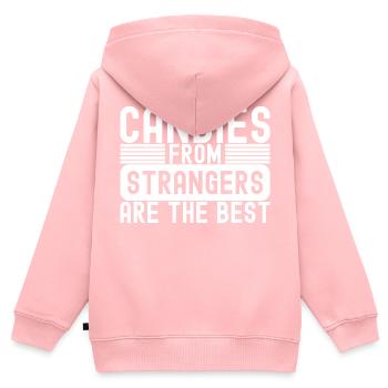 Sarcastic Strangers Candy - Kinder Premium Organic Zip Hoodie - Rosa - Hinten - AI Model Kid Female (0cm)