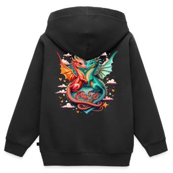 Dragon Hearts – Magical Romance - Kids Premium Organic Zip-up Hoodie - black - Back - AI Model Kid Male (0cm)