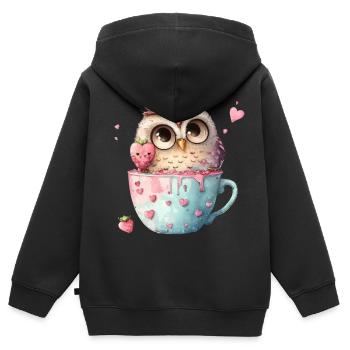 Eule Eulen - Kinder Premium Organic Zip Hoodie - Schwarz - Hinten - AI Model Kid Male (0cm)