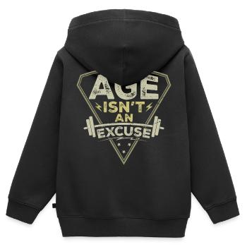 Alter ist keine Ausrede Workout Fitness Gym - Kinder Premium Organic Zip Hoodie - Schwarz - Hinten - AI Model Kid Male (0cm)