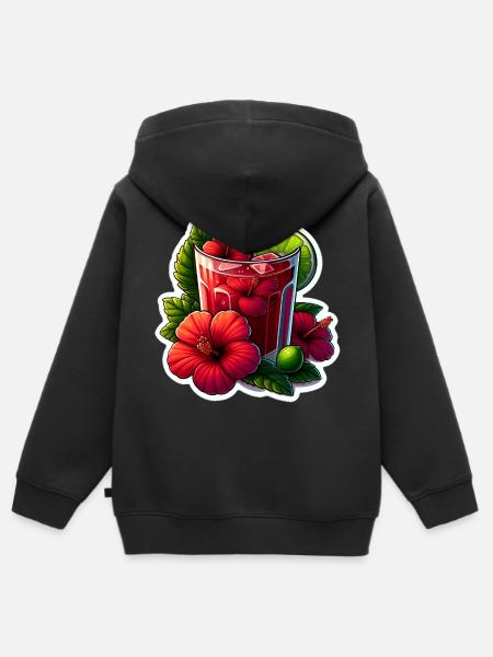 Hibiskustee mit roten Blüten - Kinder Premium Organic Zip Hoodie - Schwarz